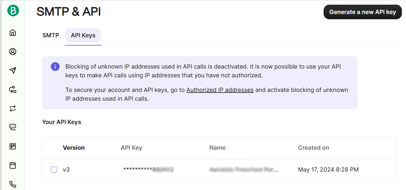 Brevo API Key Generation