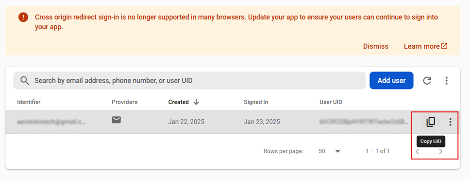Firebase User Created