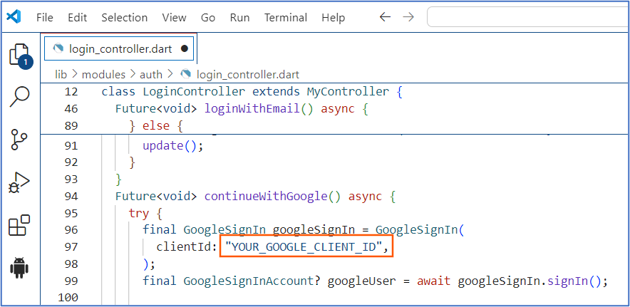 Google Client ID in Code