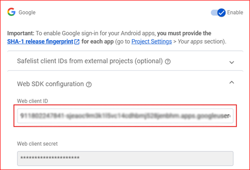 Google Web Client ID
